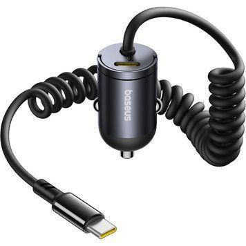 Автомобильное зарядное устройство Baseus Tiny Star 30W c встроенным спиральным кабелем USB-C 0049 фото