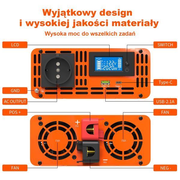 Преобразователь DATOUBOSS 2000W/4000W 24V/230V чистрый синус / автомобильный инвертор 0066 фото
