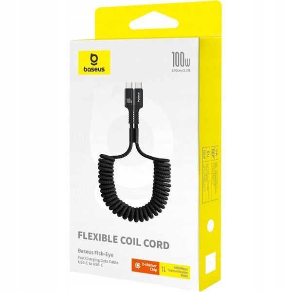 Kabel Baseus Fish-Eye USBC - USB-C spiralny 100W 1 m  0061 zdjęcie