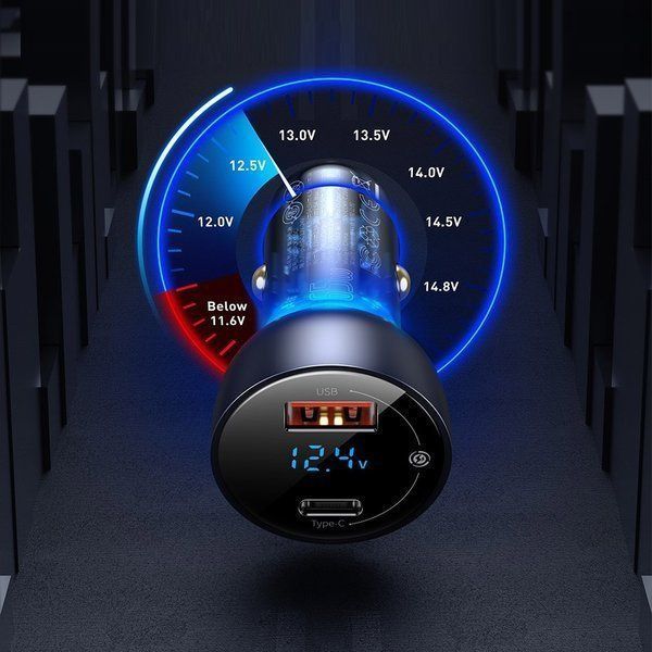 Автомобильное зарядное устройство Baseus Particular 65W USB-A + USB-C + экран LCD 0027 фото