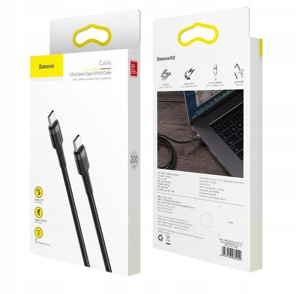 Kabel Baseus CATKLF-HG1 USB-C / USB-C PD QC 60W 3A 480Mb/s 2m 0040 фото
